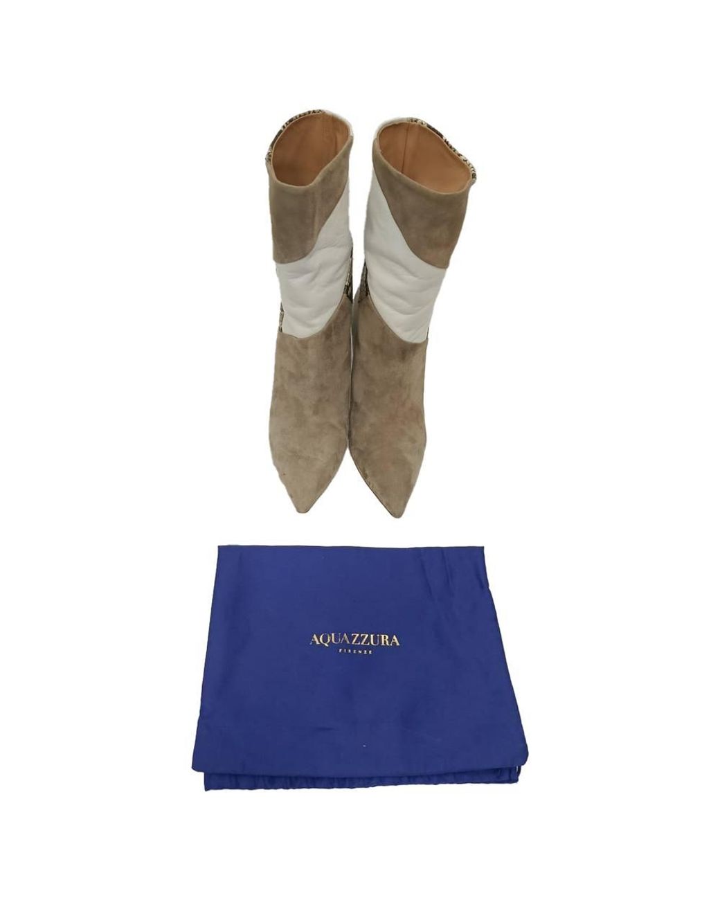 Aquazzura Gray Preloved Calder Snake-Effect Ankle Boots