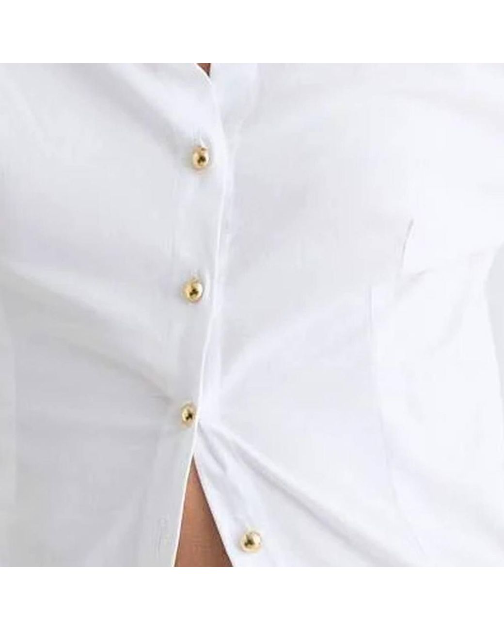 WOVCOR White Button Detail Fitted Long Sleeve Shirt