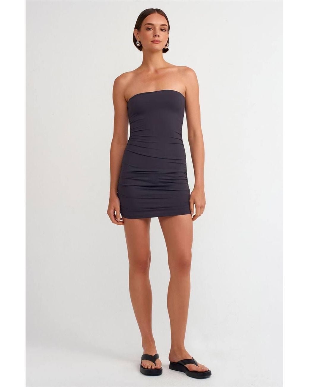 Dilvin Blue Strapless Bodycon Mini Dress