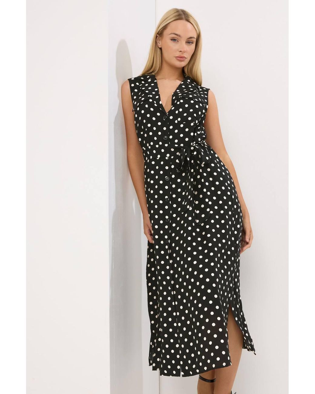 Star by Julien MacDonald Black Polka Dot Sleeveless Shirt Dress