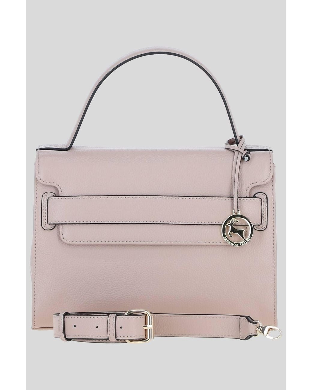 Ashwood Leather Natural 'Ardora' Real Leather Handbag W/ Detachable Crossbody Strap