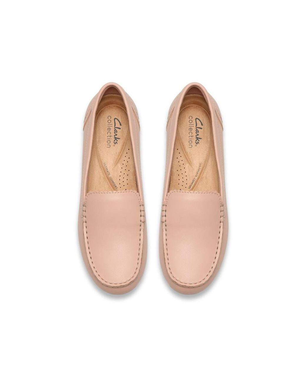 Clarks Pink Elliotte Step Leather Loafers, Slip Ons, Moccasins