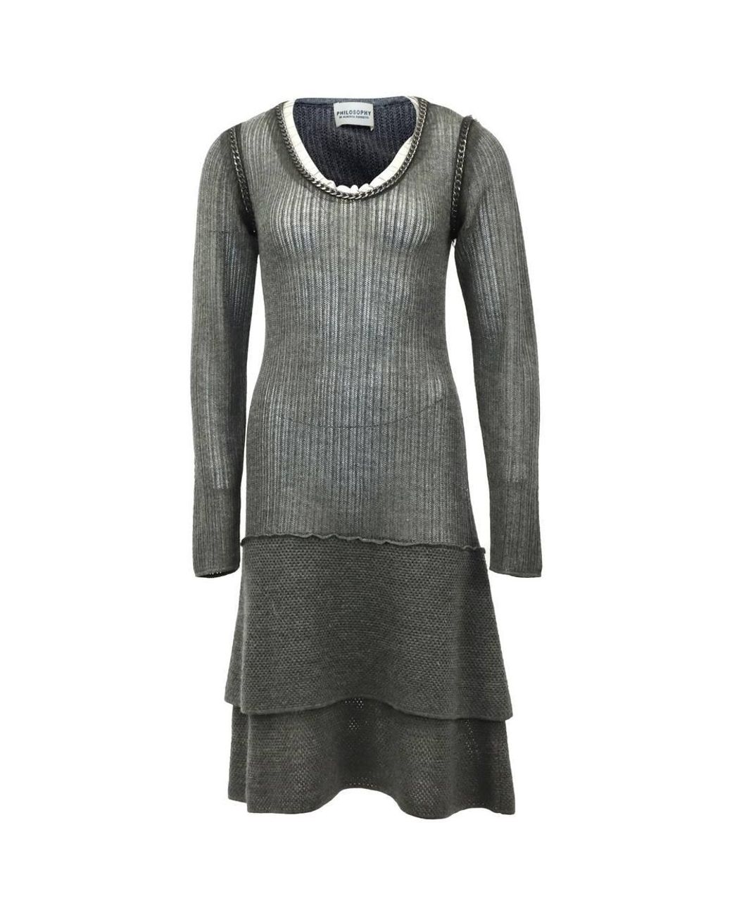 Alberta Ferretti Gray Preloved Philosophy Di Chain Detail Midi Dress
