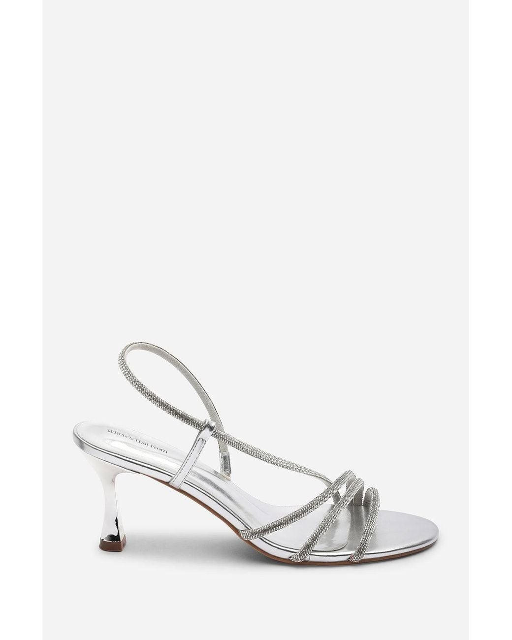 Where's That From Brown Gloria Diamante Strappy Low Heeled Sandals