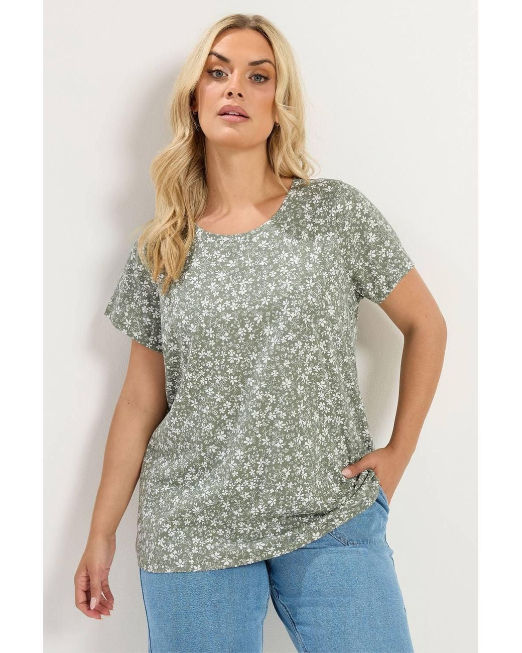 Yours Gray 2 Pack Ditsy Floral T-Shirts