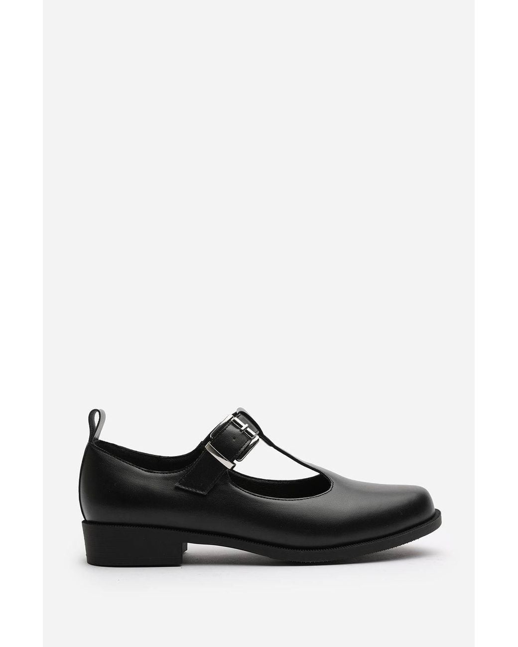 Where's That From Black 'Piper' Wide Fit Mary Jane Loafers W/ Buckle Strap