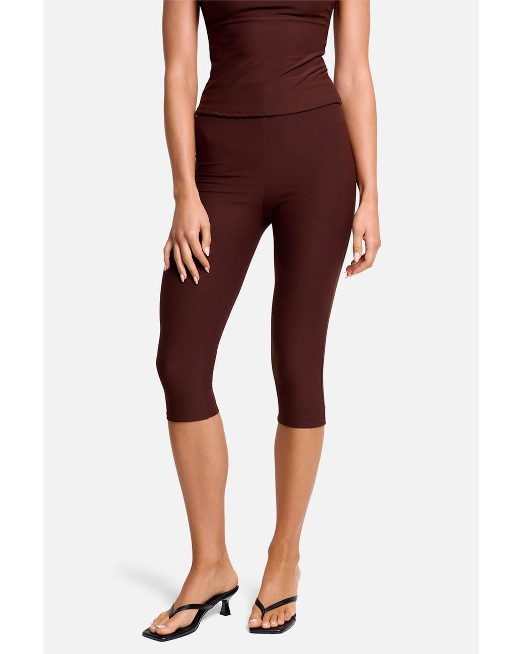 Public Desire Red High Waist Luxe Slinky Capri Pant