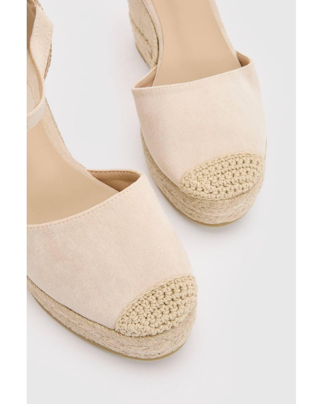 Dorothy Perkins Natural Elaina Textile Closed Toe Strap Wedges