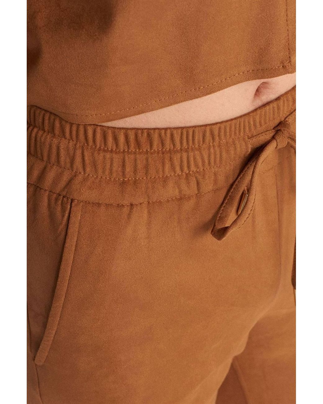 Dilvin Natural Faux Suede Jogger Pants