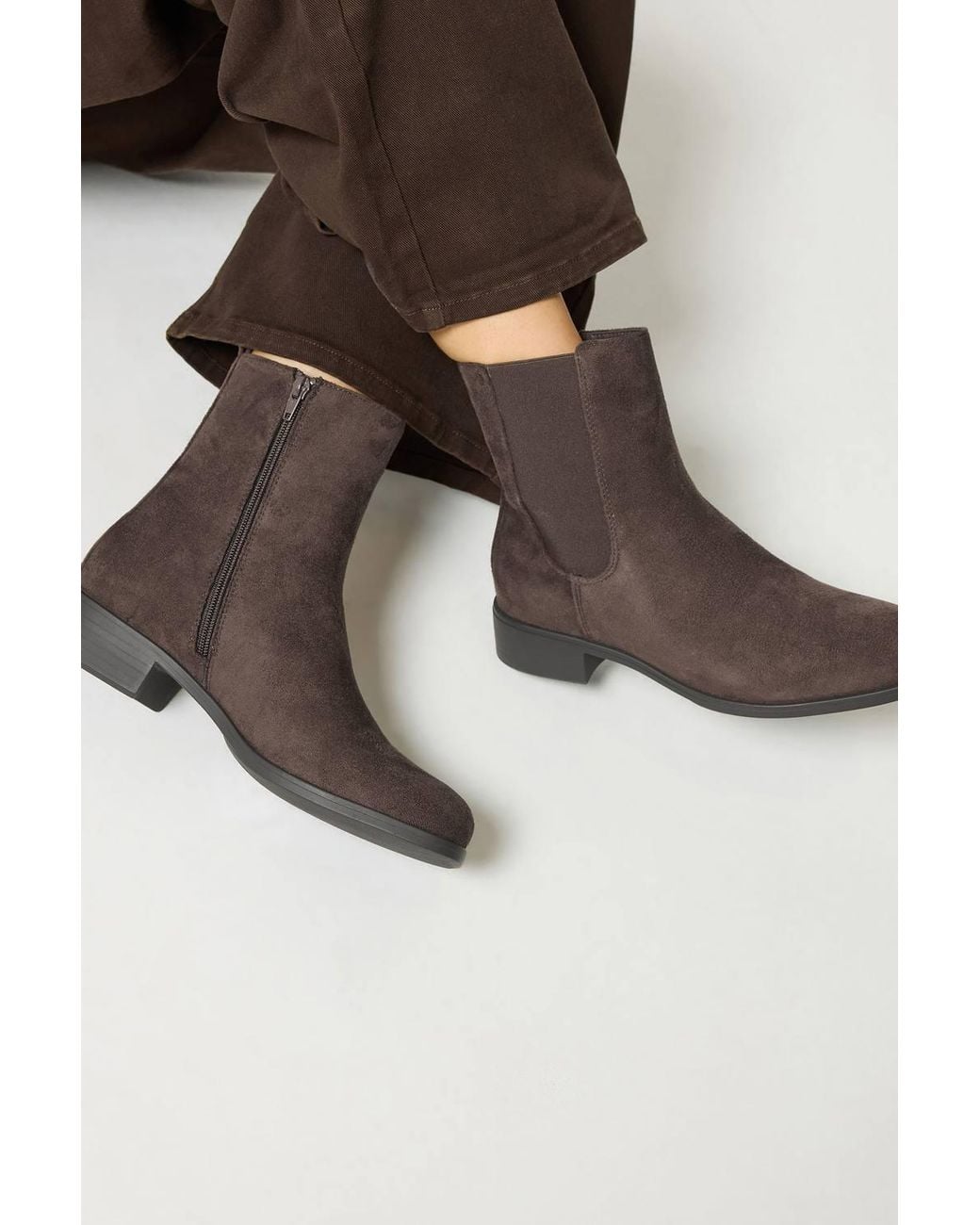 Long Tall Sally Black Faux Suede Chelsea Boots