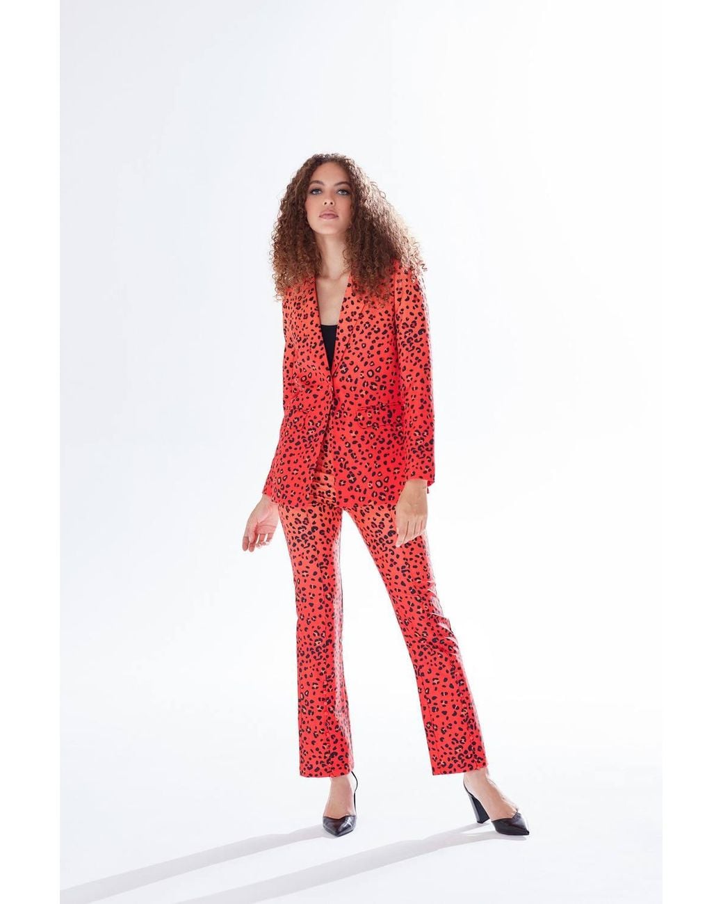 Liquorish Red Leopard Print Ombre Suit Trousers
