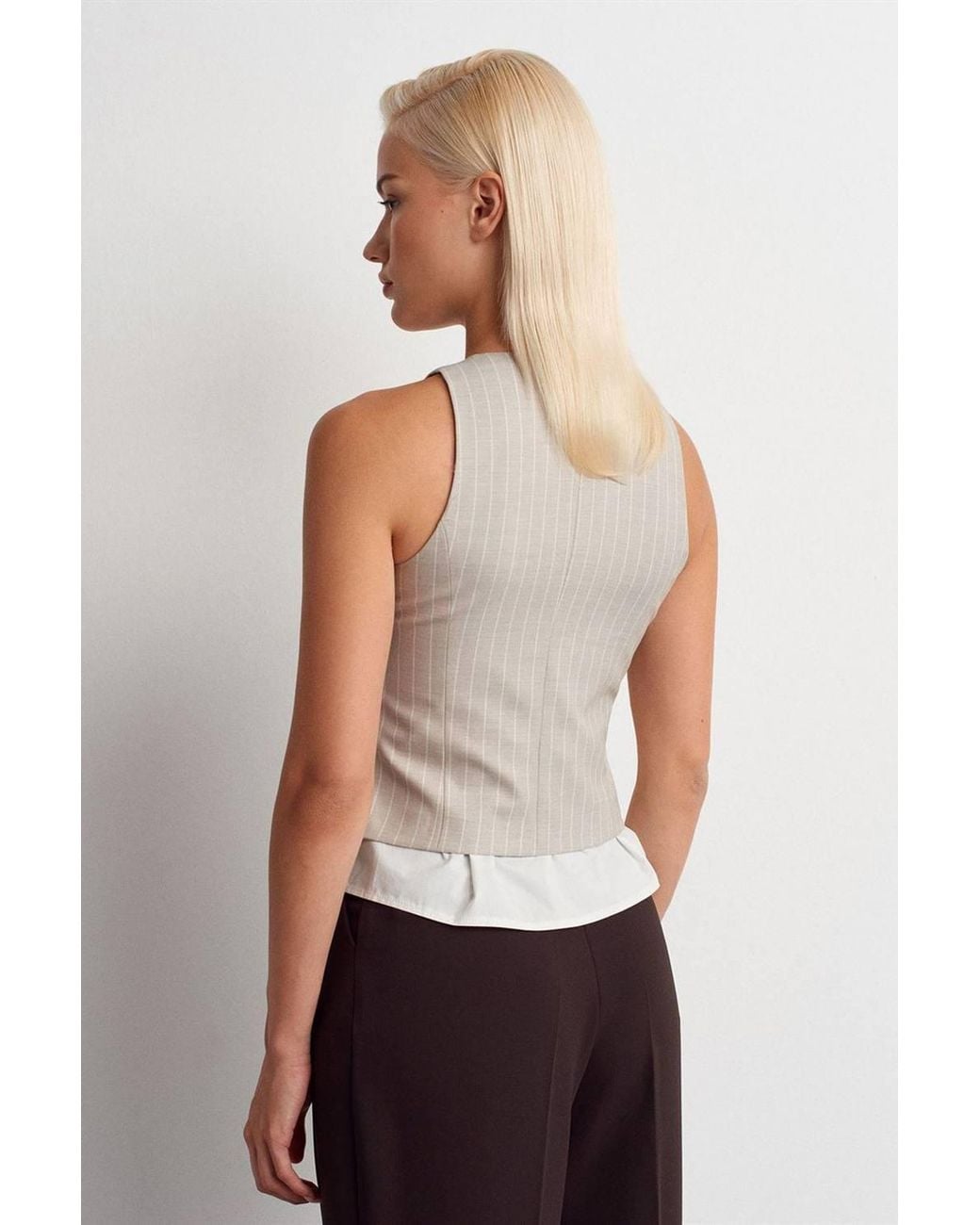 Dilvin Blue Striped Crop Waistcoat