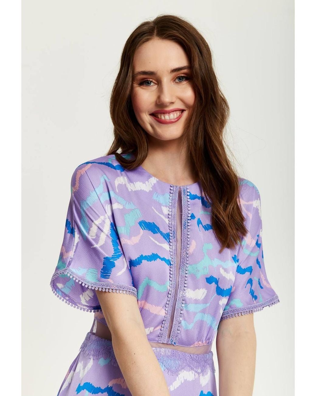 Liquorish Blue Midi Abstract Zebra Print Dress W/ Mesh Detail