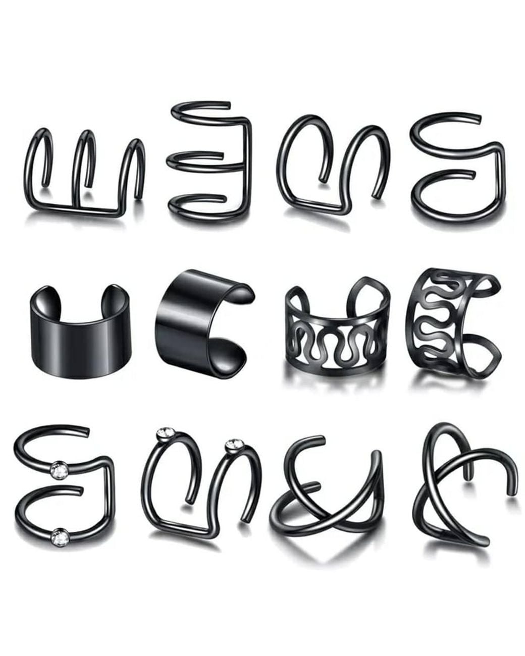 The Colourful Aura Brown 12 Piece Wire No Piercing Cartilage Helix Ear Cuff