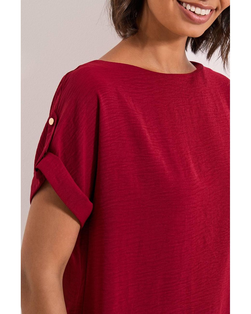 Dorothy Perkins Red Roll Sleeve Blouse