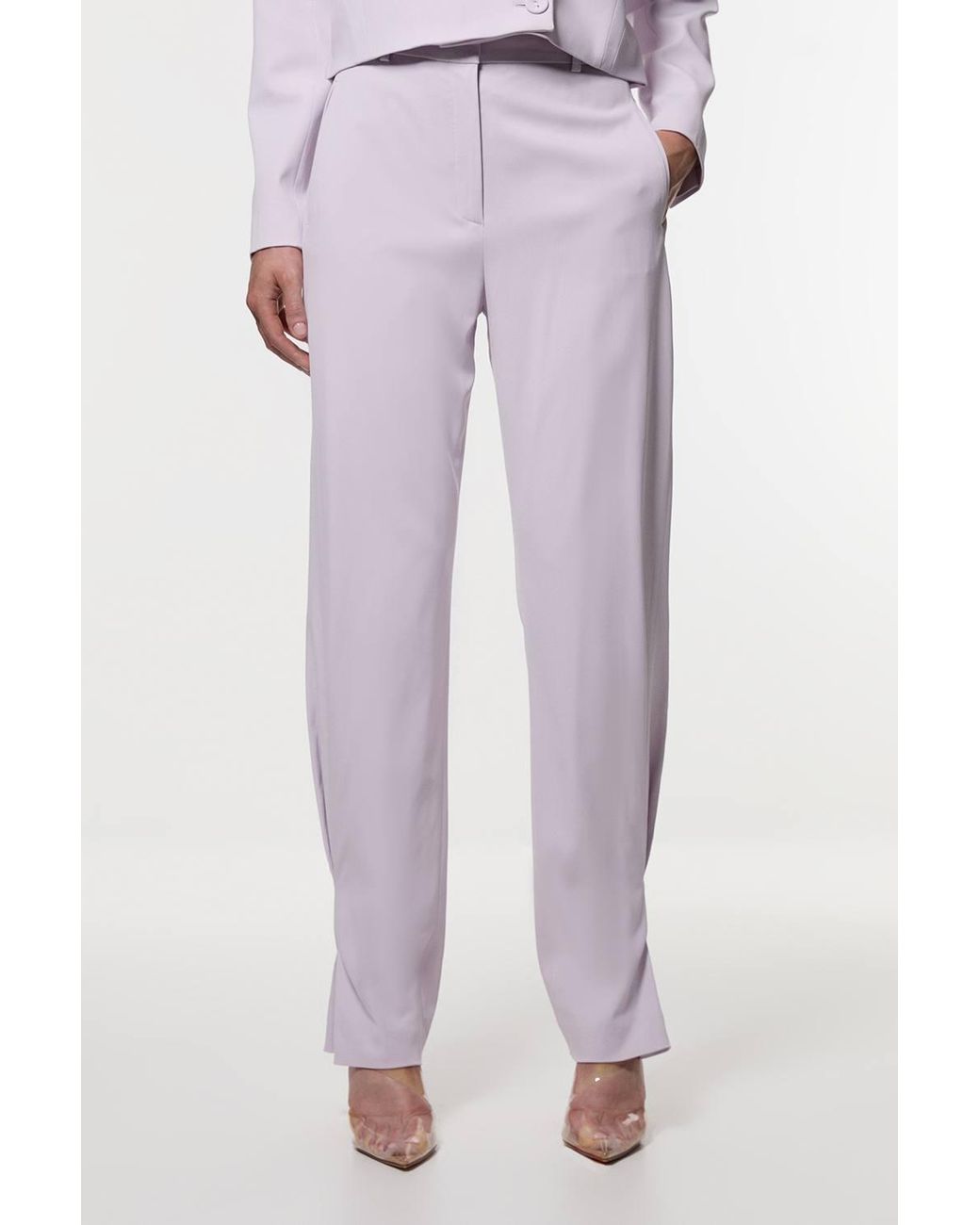 Karen Millen Purple Digital Ophelia Polished Tailored Ankle Detail Trouser
