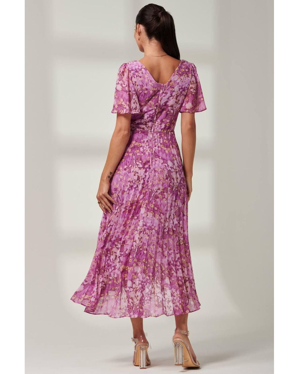 Jolie Moi Pink Vanya Wrap V-Neck Chiffon Maxi Dress