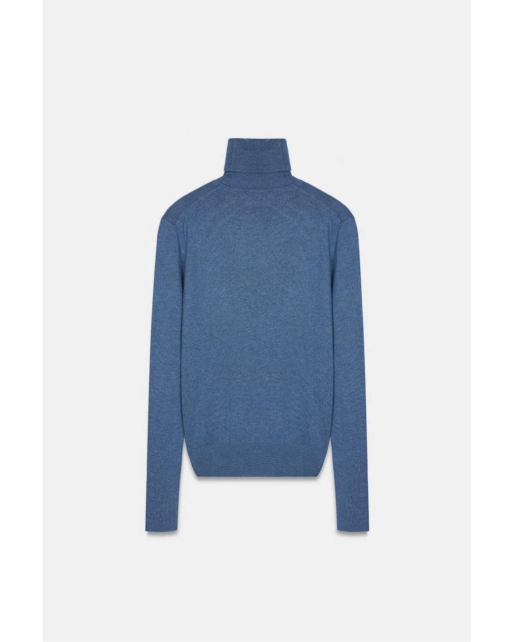 Dilvin Blue Turtleneck Knit Sweater W/ Buttons