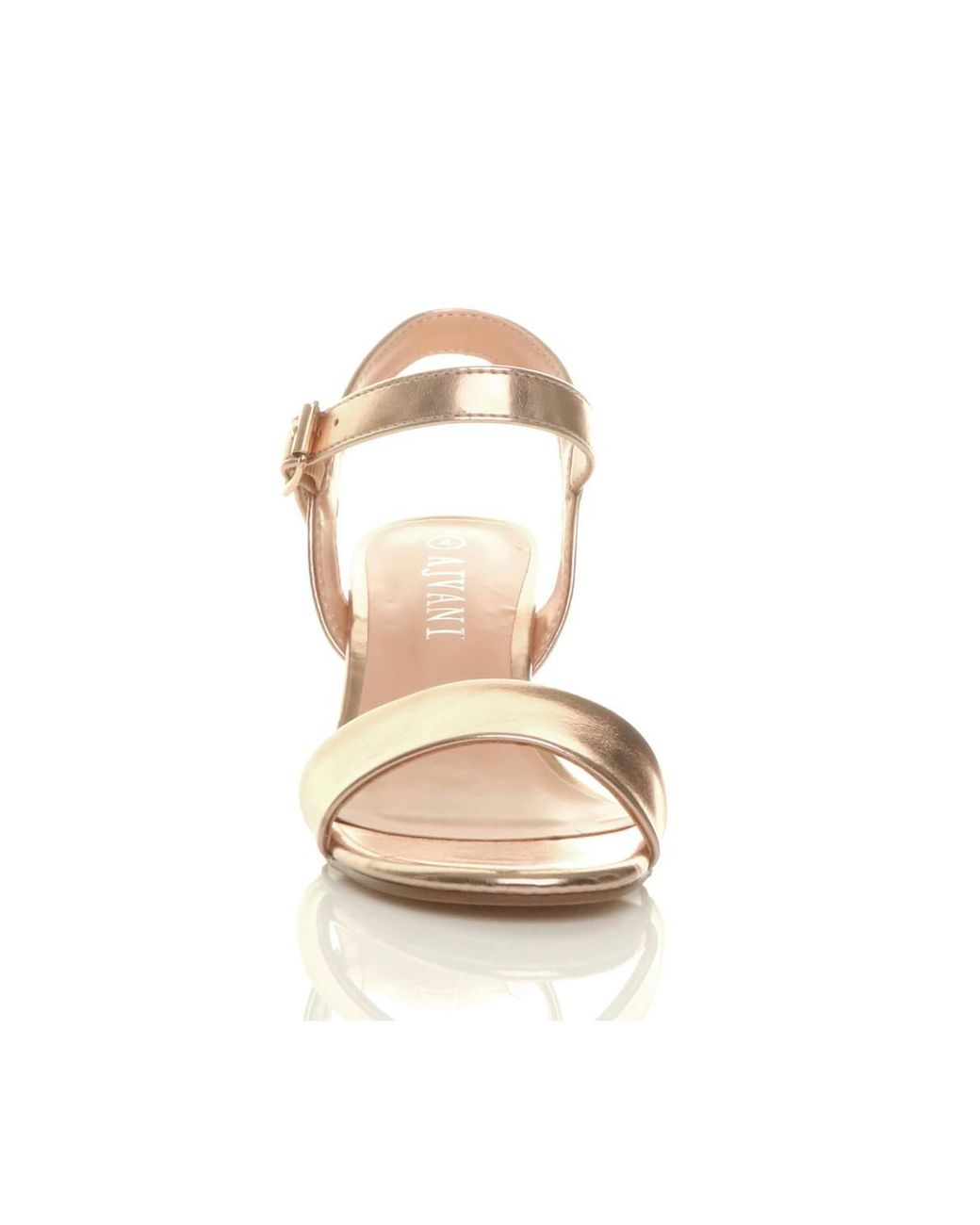 AJVANI Metallic Mid Block Heel Strappy Sandals