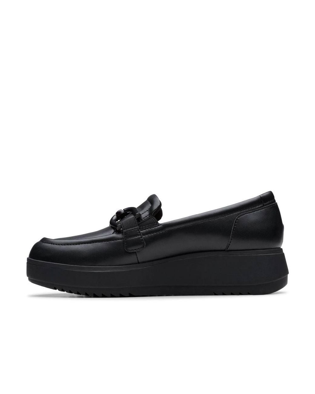 Clarks Black Zylah Top Leather Loafers, Slip Ons