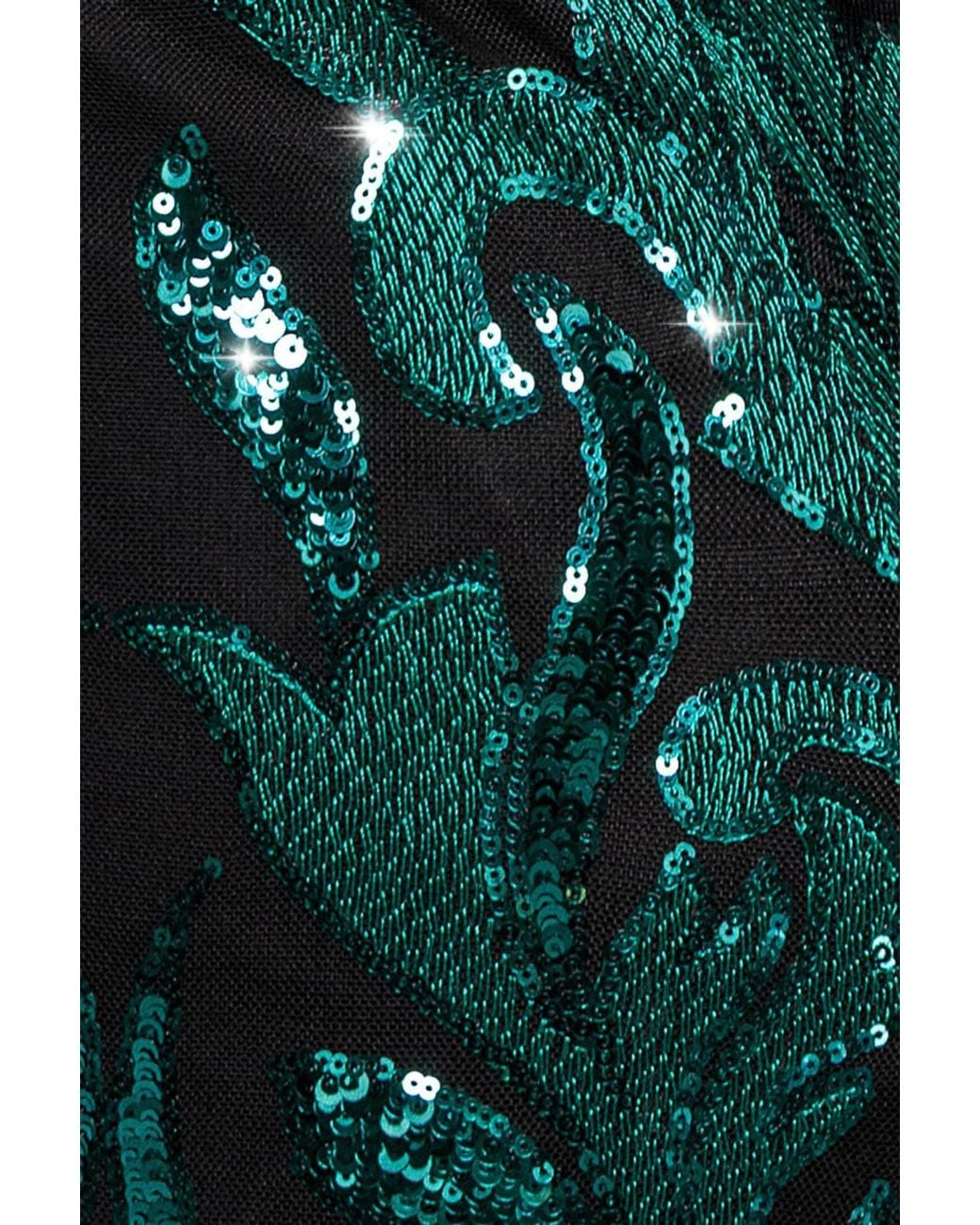 Goddiva Green Square Neck Scalloped Lace Midi Dress