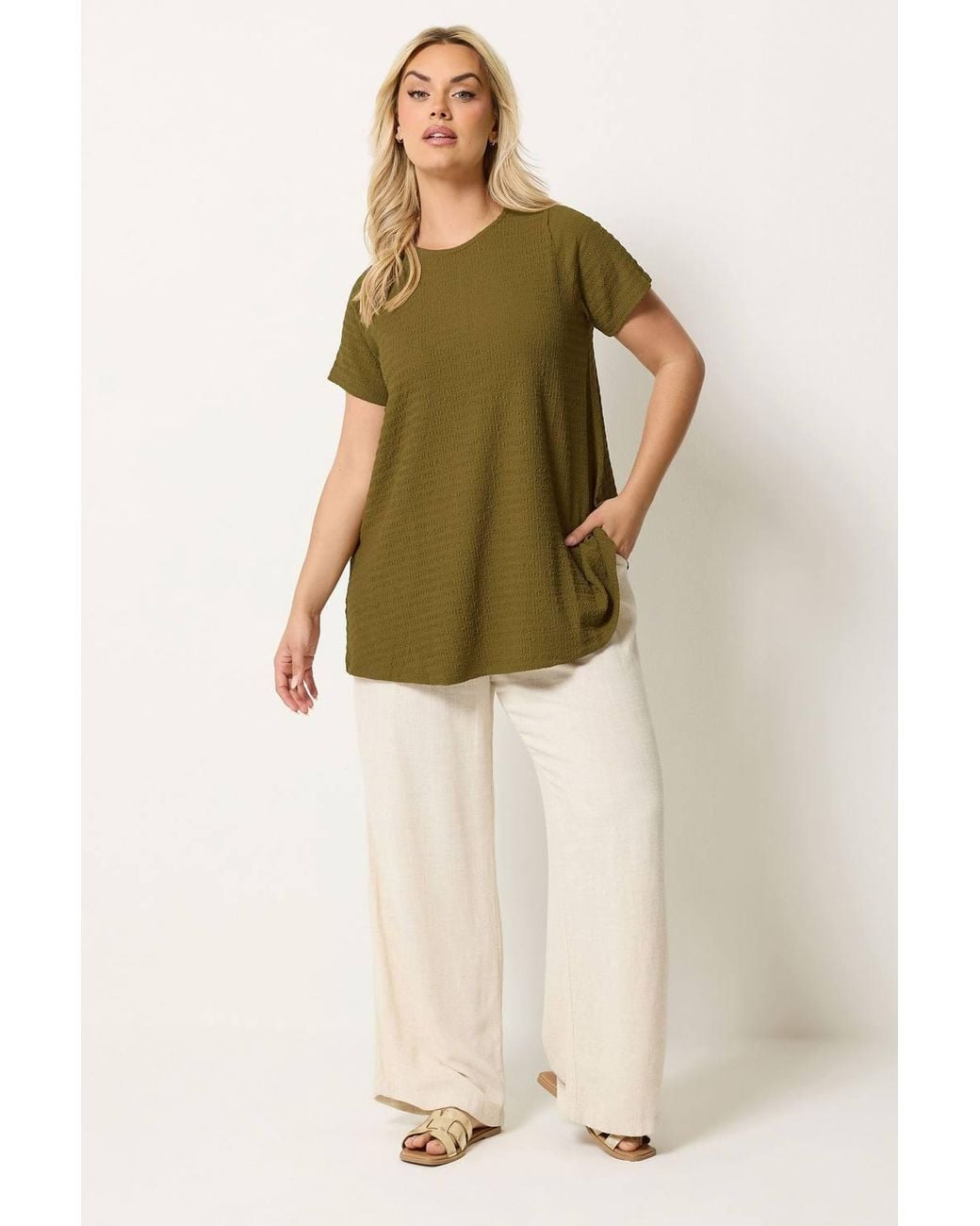 Yours Green Textured Swing Top