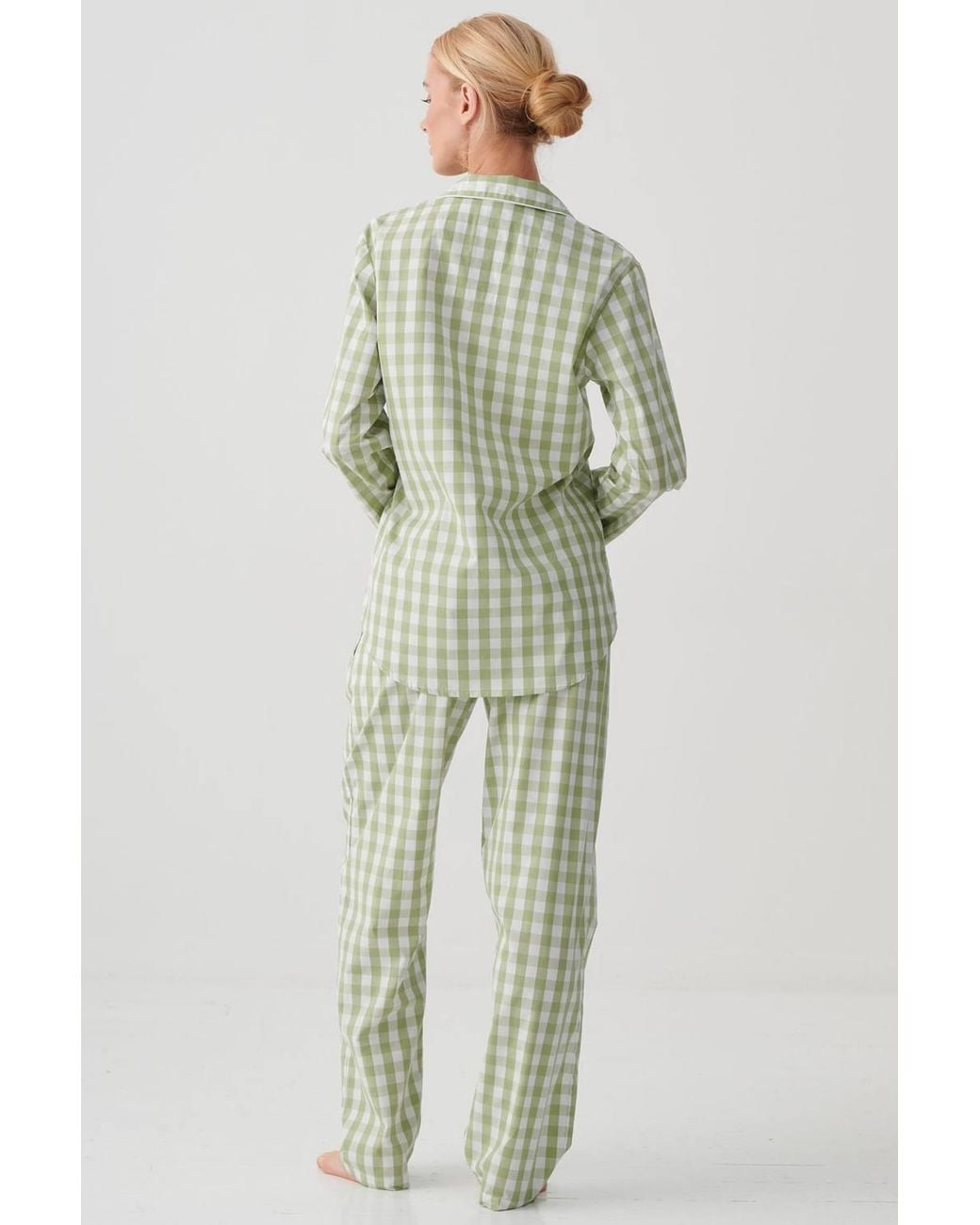 British Boxers Green "Field" Gingham Crisp Cotton Pyjama Set