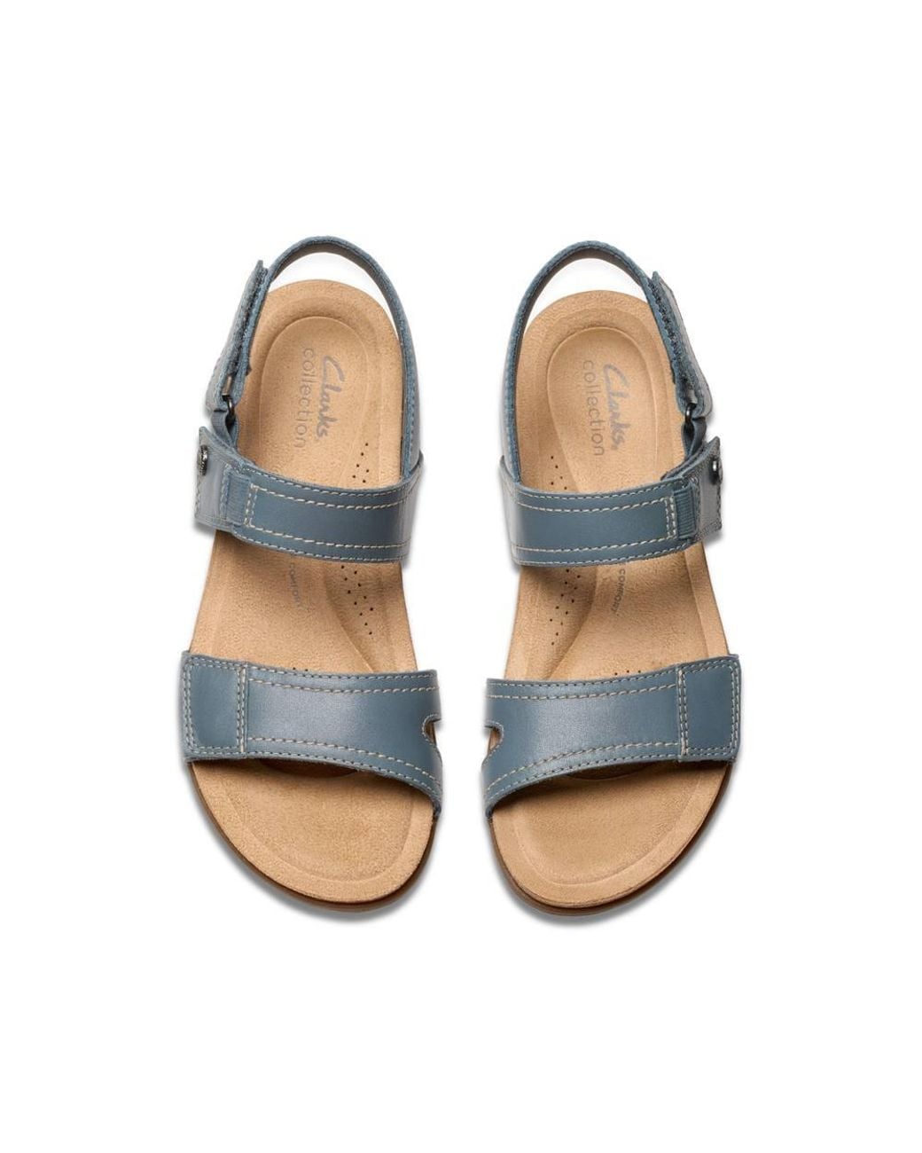 Clarks Blue April Clover Combination Flat Sandals