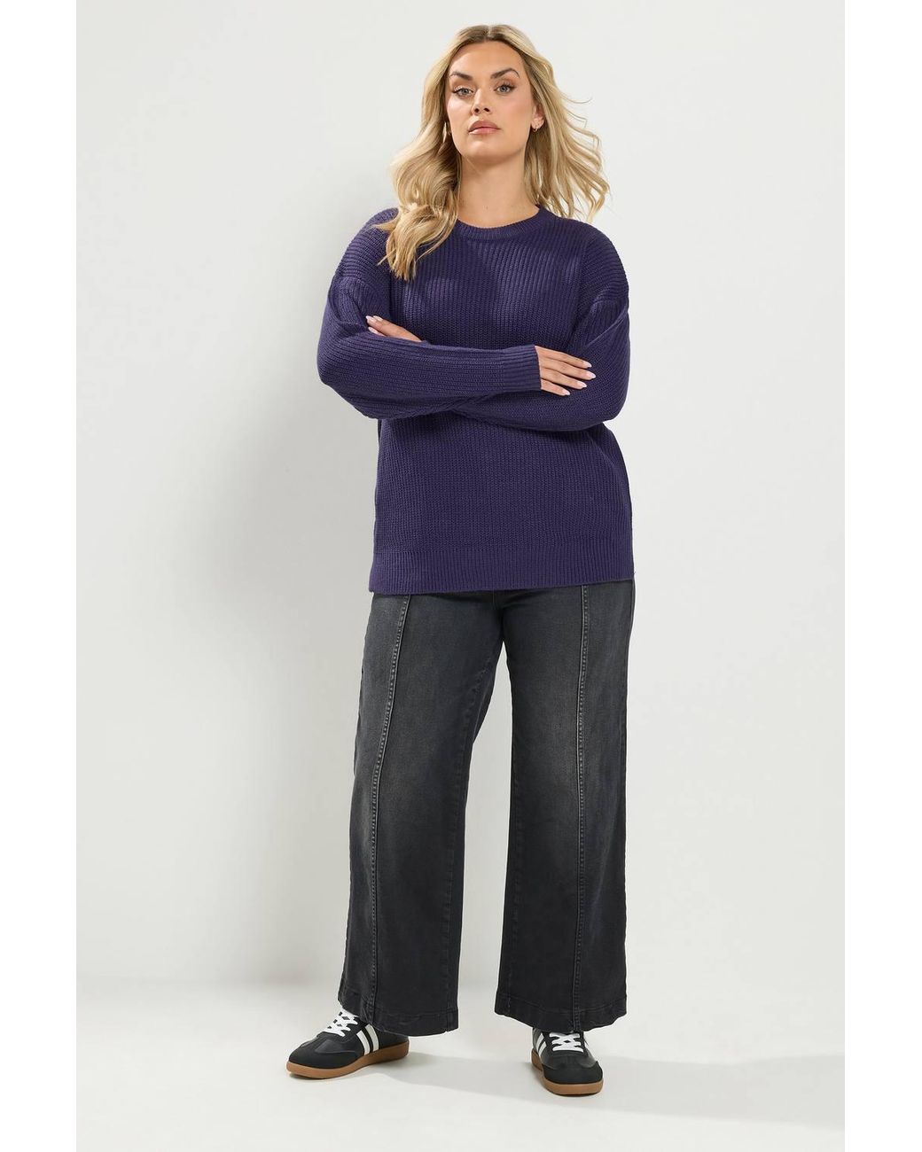 Yours Blue Crew Neck Knitted Jumper