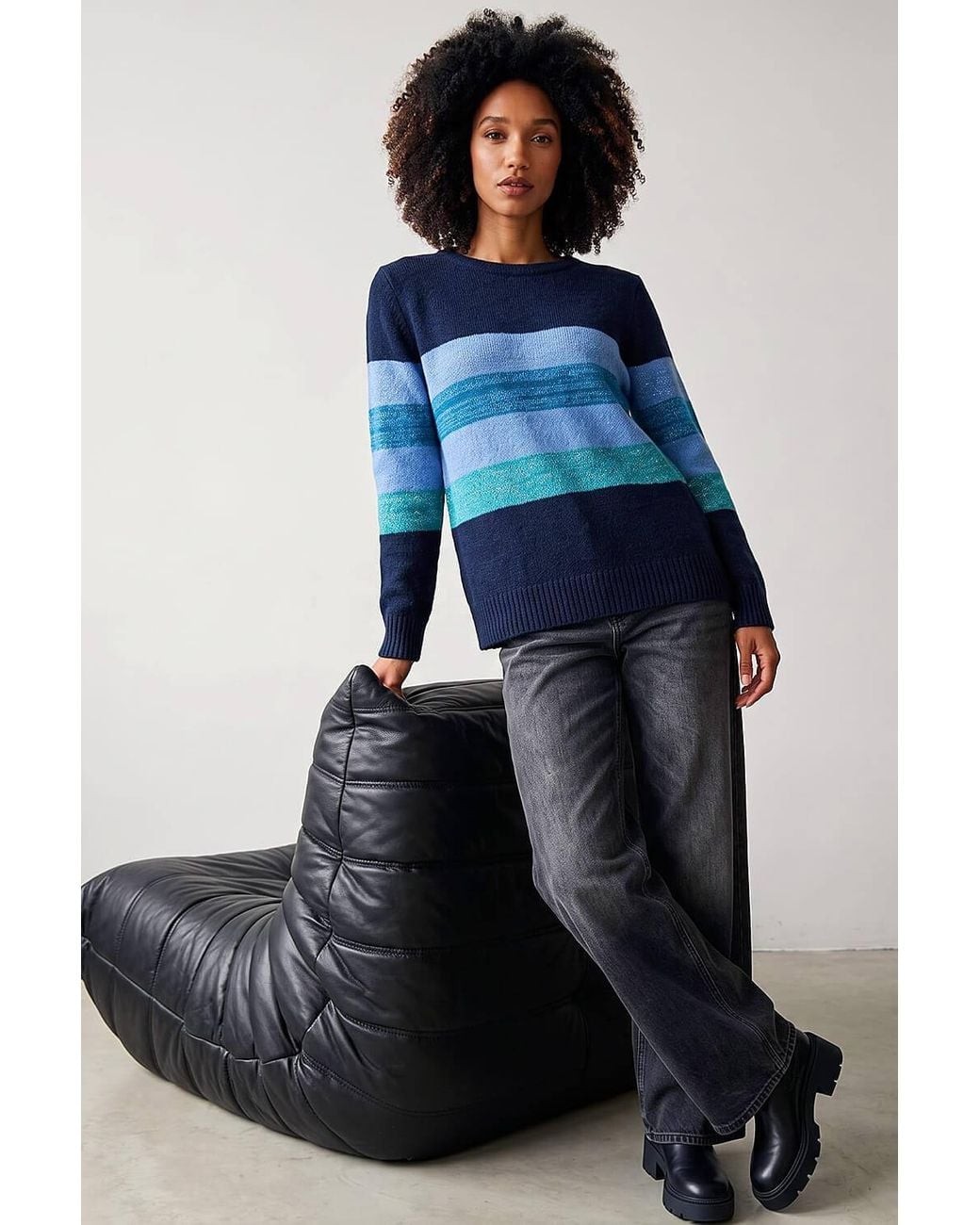 Roman Blue Sparkly Stripe Stretch Jumper