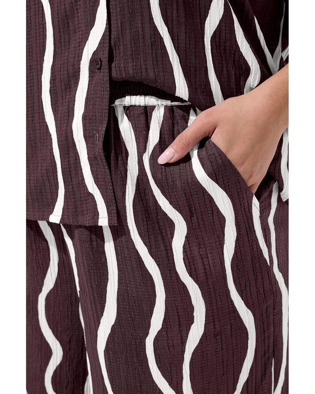 Yours White Printed Wide Leg Trousers