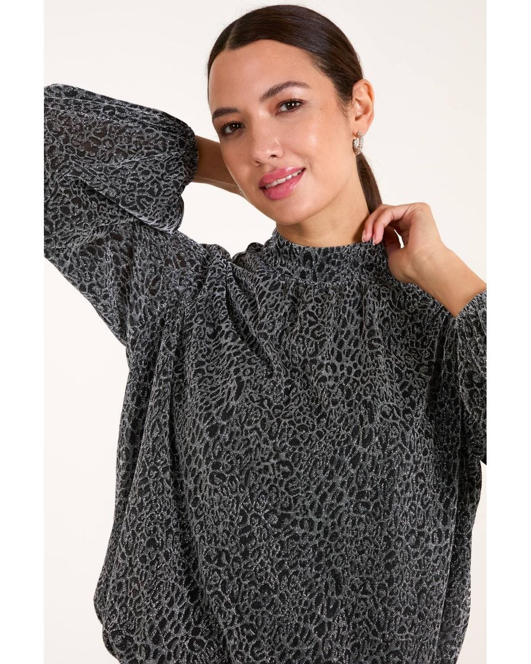 Blue Vanilla Blue High Neck Puffball Hem Blouse