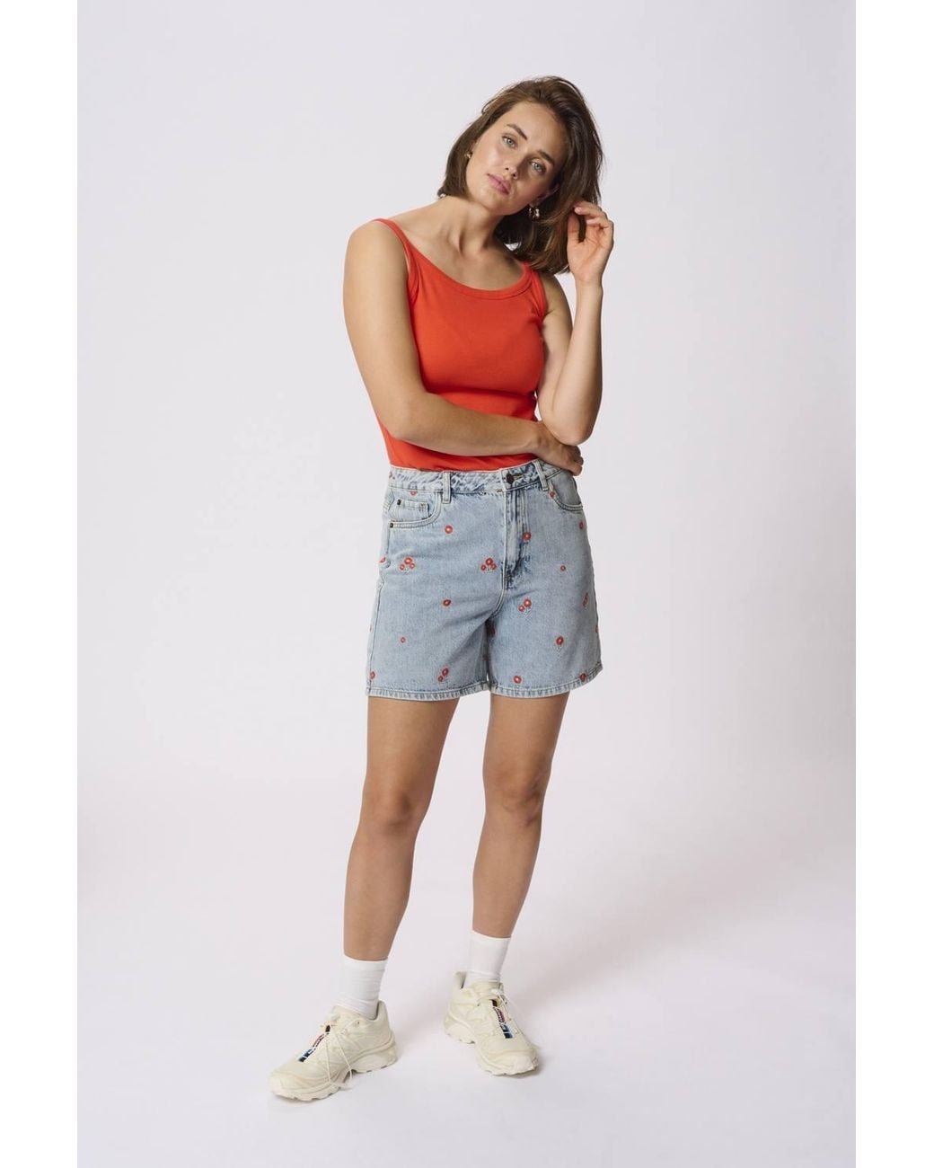 Kaffe Blue Babeth High Waisted Denim Shorts