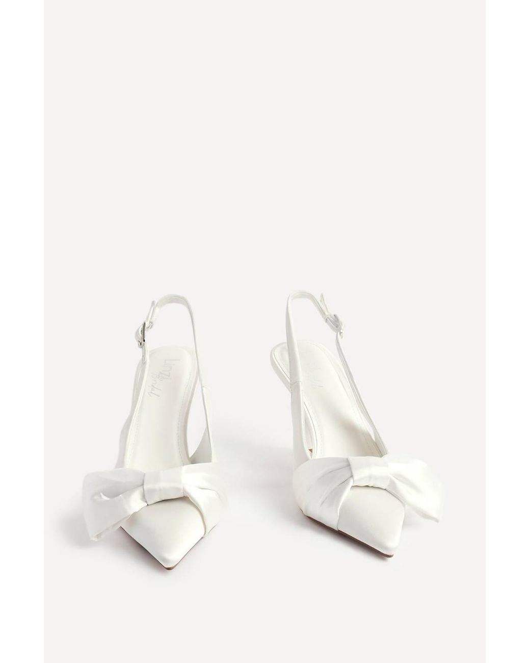 Linzi White Always Bridal Ivory Satin Bow Court Heels