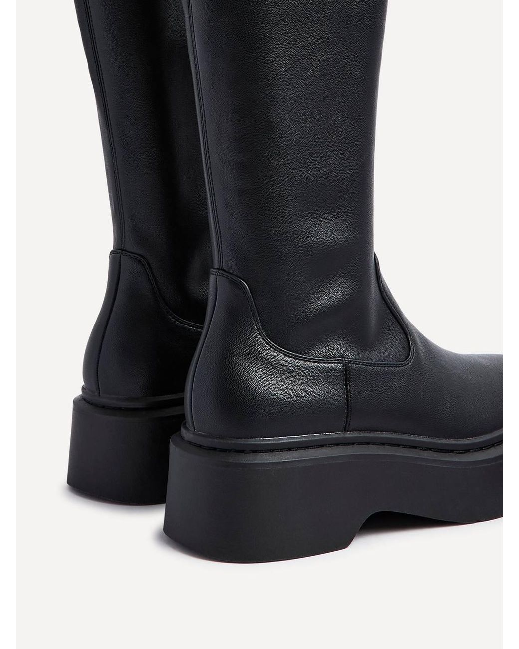 Linzi Black Bruna Faux Leather High Leg Stretch Boot