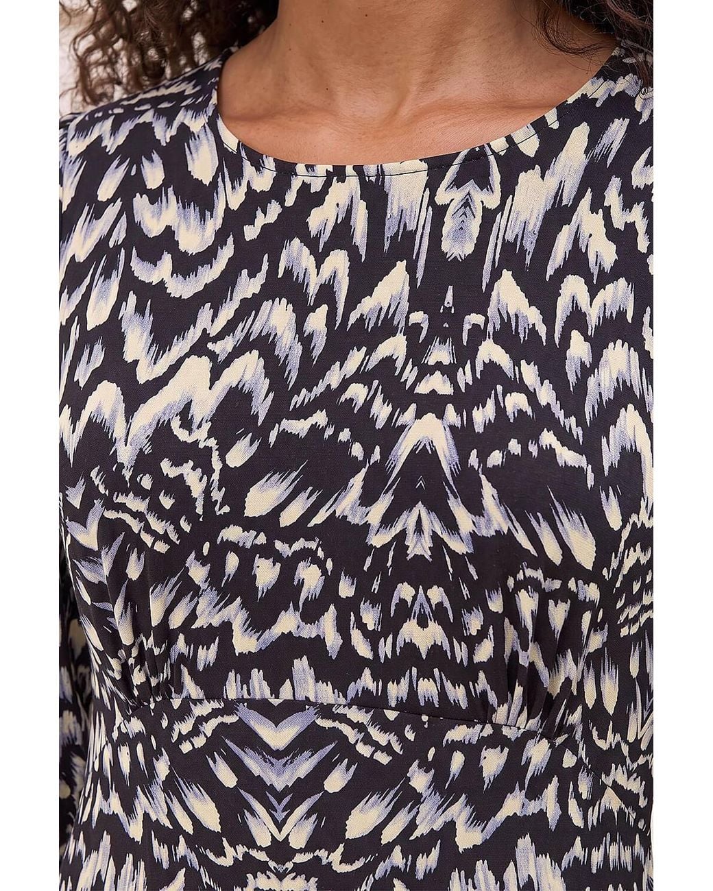 Roman Black Petite Abstract Stretch Midi Dress