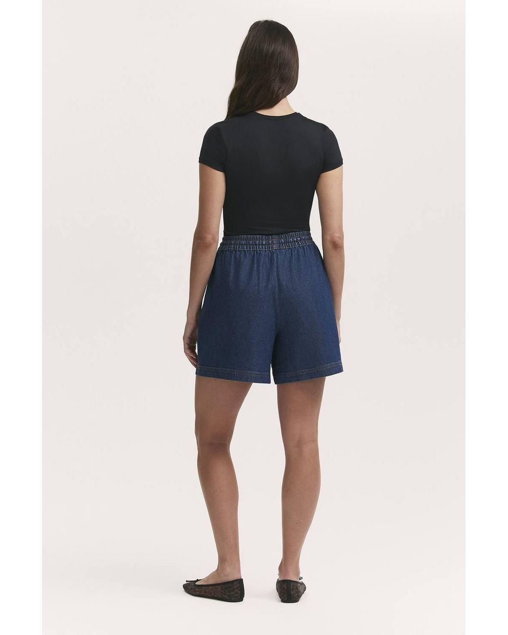 Finery London Blue Mid-Rise Relaxed Drawstring Short
