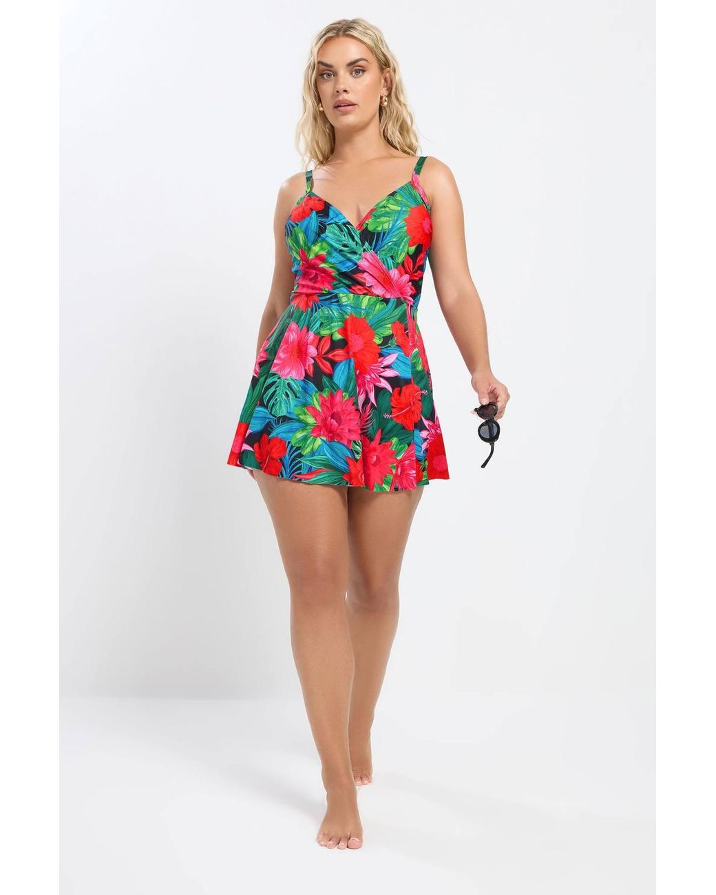 Yours Multicolor Tropical Print Swimdress