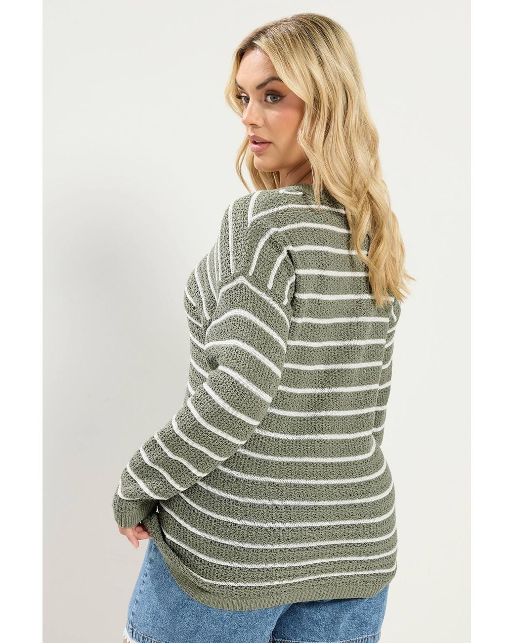 Yours Blue Stripe Knitted Jumper