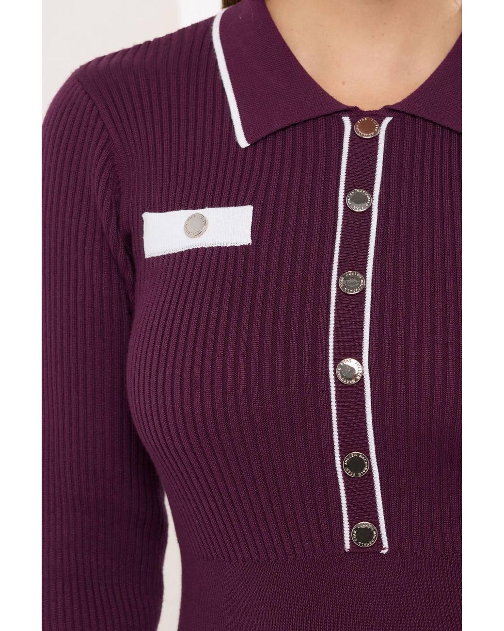 Star by Julien MacDonald Purple Knitted Collar Dress
