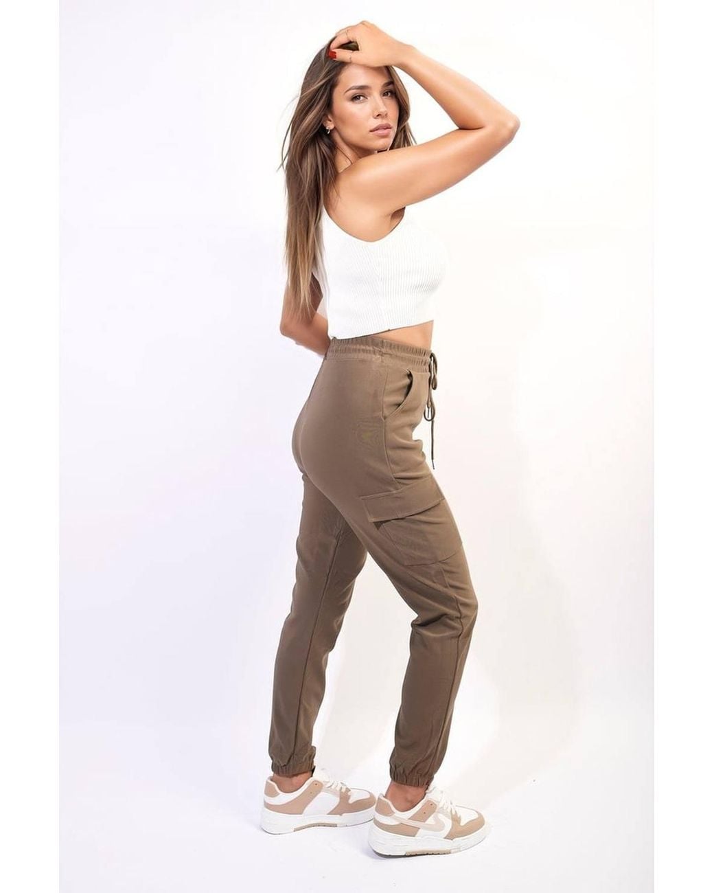 IKRUSH Brown Frankie Cargo Pocket Trouser W/ Drawstring