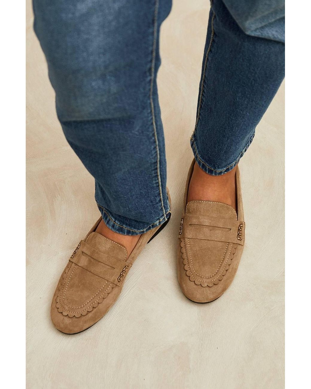 Linzi Gray Bree Suede Leather Penny Loafer