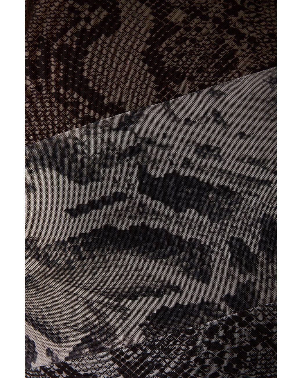Warehouse Black Panelled Print Mesh Midi Dress