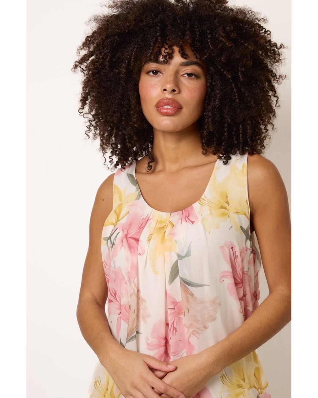 Blue Vanilla Pink Sleeveless Scoop Blouse