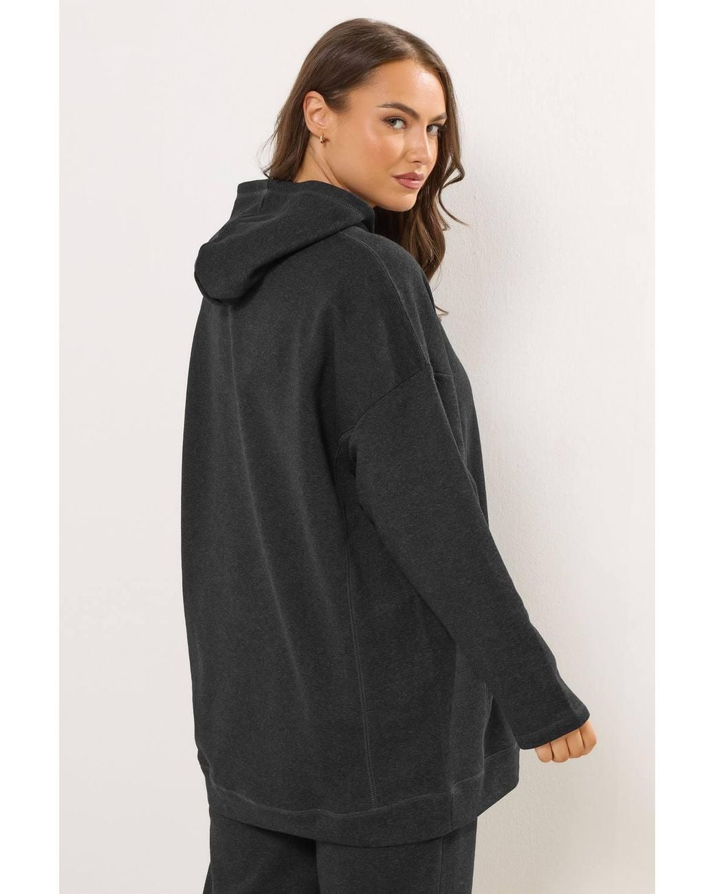 Yours Black Seam Detail Hoodie