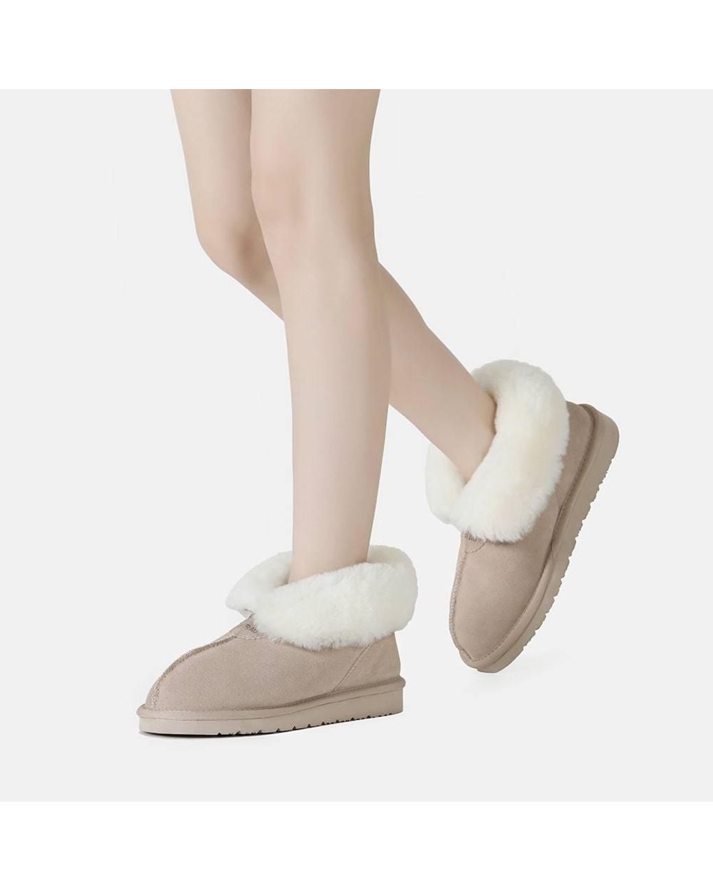 EverAu Australia Natural Real Sheepskin Owl Ankle Slippers W/ Eva Sole