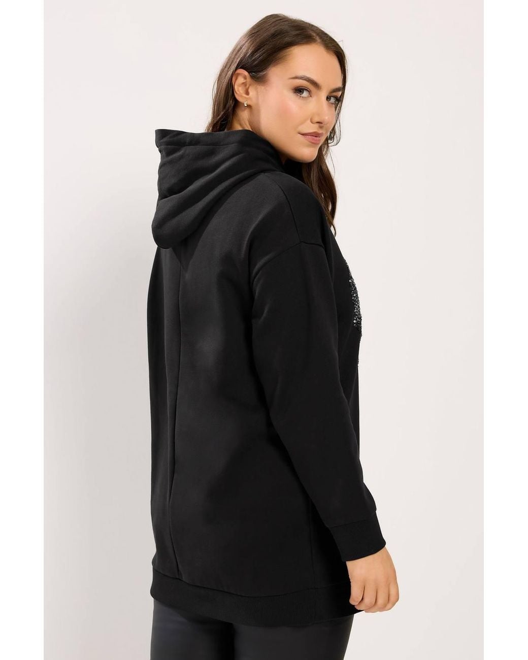 Yours Black Leopard Heart Sequin Hoodie