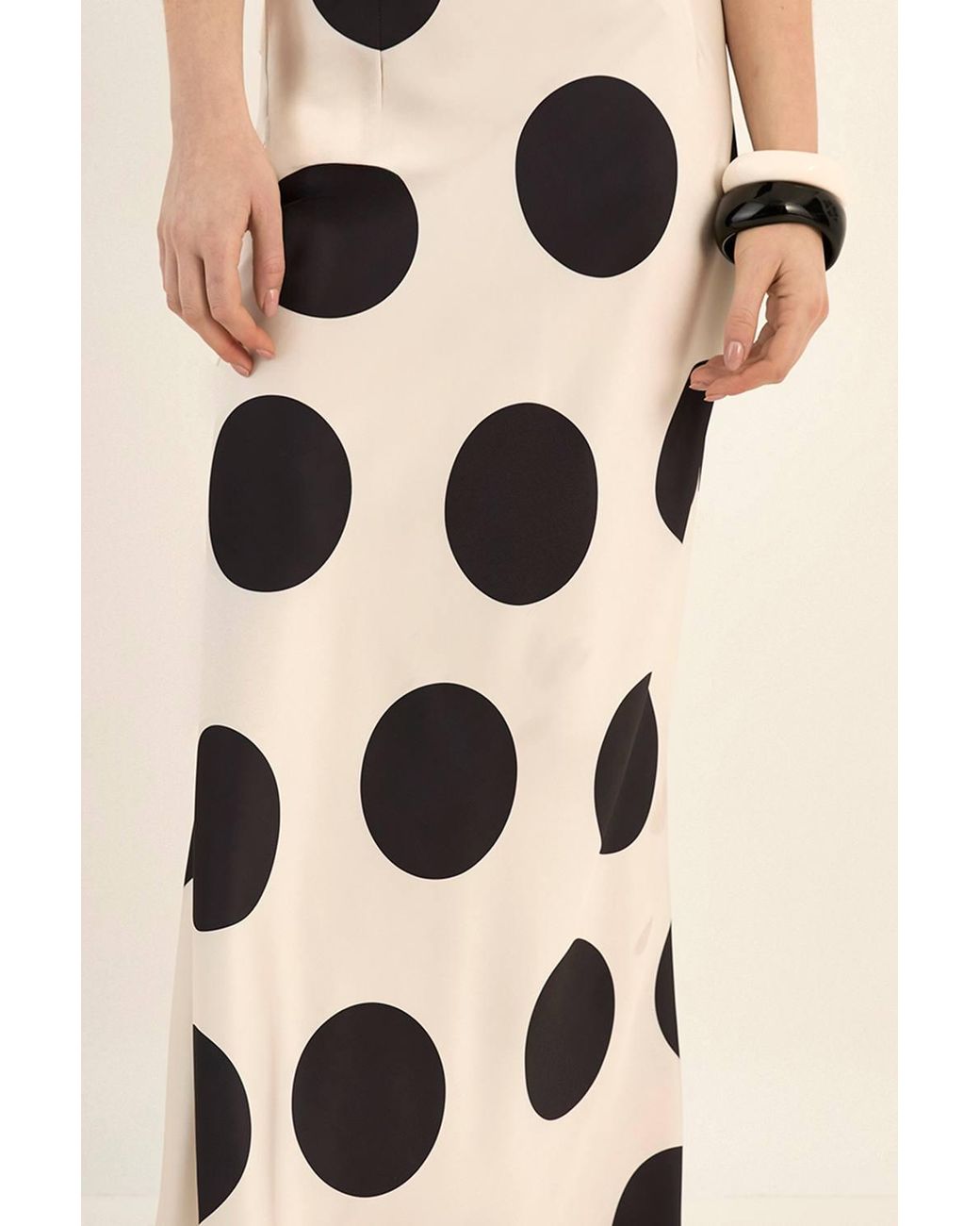 Nasty Gal Natural Satin Polka Dot Bias Maxi Skirt