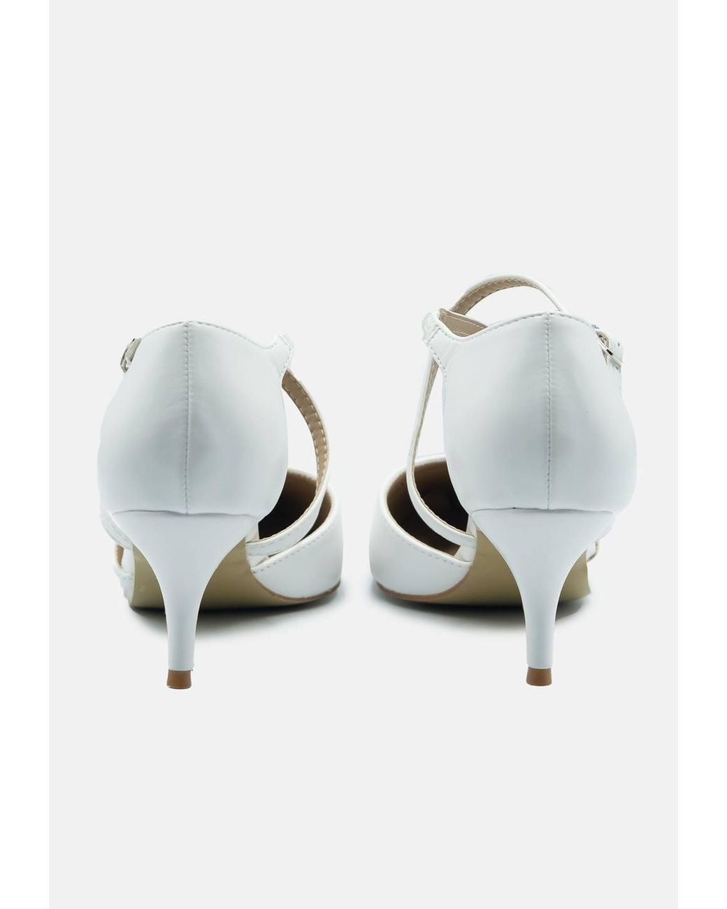 Where's That From Natural 'Kennedi' Low Kitten Heel W/ Crossover Strap