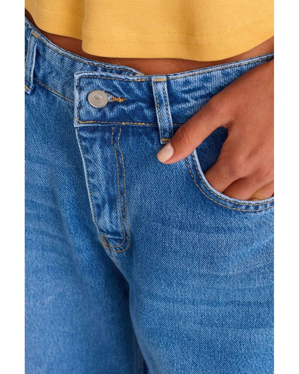 Dilvin Blue High-Waist Wide-Leg Denim Jeans